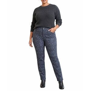 NYDJ black & blue snakeskin print skinny straight leg jean pants womens 16